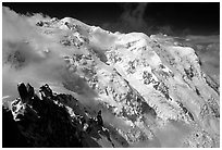 North Face of Mont-Blanc and Dome du Gouter. Alps, France (black and white)