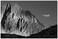 People on ridge in front of Mt Giraud. Kings Canyon National Park, California (black and white)