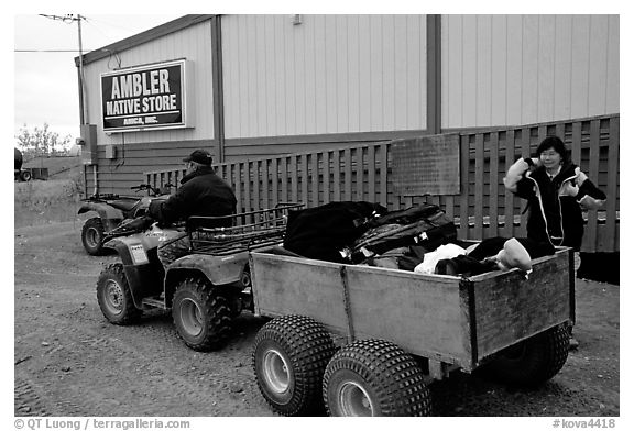 Gear transported in a trailer in the Eskimo village of Ambler. Kobuk Valley National Park, Alaska