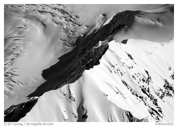 Mountain ridge and glacier. Denali National Park (black and white)