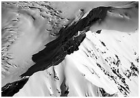 Mountain ridge and glacier. Denali National Park, Alaska, USA. (black and white)