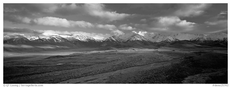 Mountain landscape with clouds. Denali National Park (black and white)
