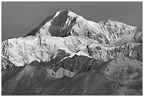 Mt McKinley seen from the south. Denali National Park, Alaska, USA. (black and white)