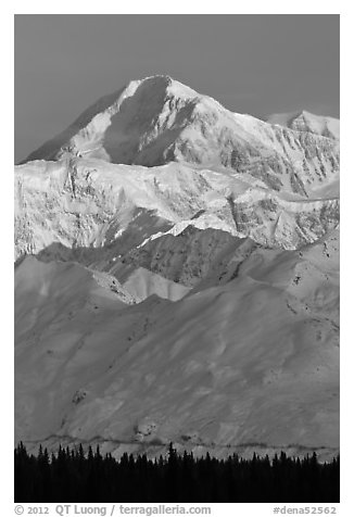 Mt McKinley in winter. Denali National Park (black and white)