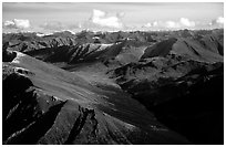 Aerial view of mountains. Gates of the Arctic National Park, Alaska, USA. (black and white)