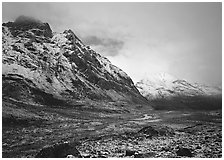 Valley and mountains, clearing storm. Gates of the Arctic National Park ( black and white)