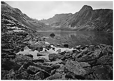 Lake II in Aquarius Valley near Arrigetch Peaks. Gates of the Arctic National Park ( black and white)