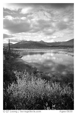 Alatna River valley near Circle Lake, evening. Gates of the Arctic National Park (black and white)