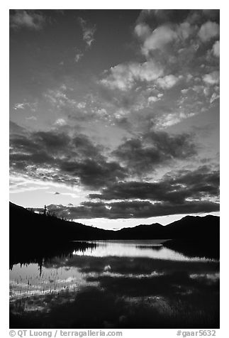 Sky and Alatna River reflections,  sunset. Gates of the Arctic National Park (black and white)