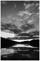 Sky and Alatna River reflections,  sunset. Gates of the Arctic National Park ( black and white)