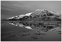 Mt Parker reflected in West arm. Glacier Bay National Park ( black and white)