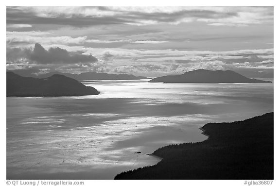 Aerial view of Glacier Bay entrance. Glacier Bay National Park, Alaska, USA.