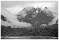 Peaks and low rain clouds. Glacier Bay National Park ( black and white)