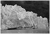 Front of Margerie Glacier against dark mountainside. Glacier Bay National Park ( black and white)