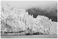 Front of Margerie Glacier in foggy weather. Glacier Bay National Park, Alaska, USA. (black and white)