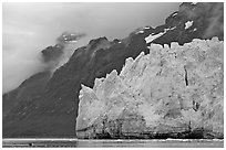 Terminal front of Margerie Glacier with blue ice. Glacier Bay National Park ( black and white)