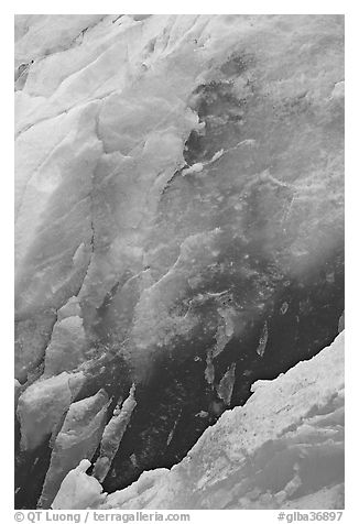 Ice wall detail, Reid Glacier. Glacier Bay National Park (black and white)
