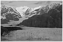 Mount Fairweather and Margerie Glacier, sunrise. Glacier Bay National Park ( black and white)