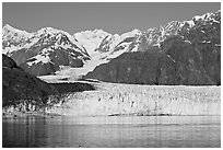 Margerie Glacier flowing from Mount Fairweather into Tarr Inlet. Glacier Bay National Park ( black and white)