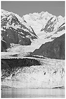 Margerie Glacier flows from Mount Fairweather, early morning. Glacier Bay National Park ( black and white)