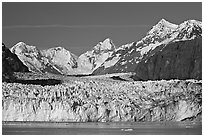 Margerie Glacier and Fairweather range. Glacier Bay National Park, Alaska, USA. (black and white)