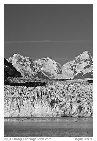 Front of Margerie Glacier and Fairweather range. Glacier Bay National Park (black and white)