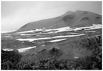 Baked mountain seen from Novarupta. Katmai National Park, Alaska, USA. (black and white)