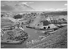 Convergence of the Lethe and Knife river, Valley of Ten Thousand smokes. Katmai National Park ( black and white)