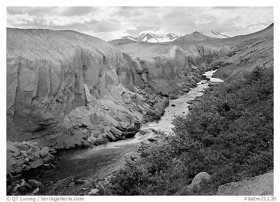 The Lethe river carved a deep gorge into the ash of the Valley of Ten Thousand smokes. Katmai National Park, Alaska, USA.