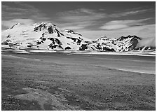 Mt Meigeck raises above the floor of the Valley of Ten Thousand Smokes. Katmai National Park ( black and white)