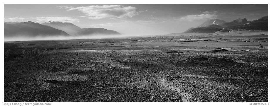 Ash-covered valley. Katmai National Park (black and white)