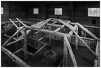 Cultural site with reconstruction of Native dwelling. Katmai National Park ( black and white)