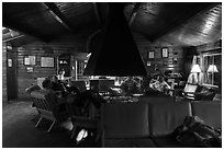 Inside Brooks Lodge. Katmai National Park ( black and white)