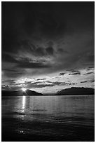 Sun rising over Naknek Lake. Katmai National Park ( black and white)