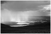 Cloud and rain over lakes. Katmai National Park ( black and white)