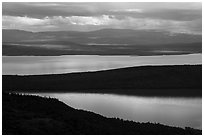 Iliuk Arm and North Arms of Naknek Lake from above. Katmai National Park ( black and white)