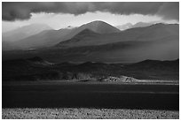 Mountains and clouds in stormy evening light. Katmai National Park ( black and white)
