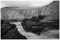 Ukak River at brink of Ukak falls, Valley of Ten Thousand Smokes. Katmai National Park ( black and white)
