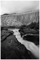 Ukak River and flutted ash cliffs, Valley of Ten Thousand Smokes. Katmai National Park ( black and white)