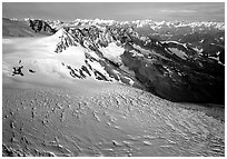 Aerial view of Aialik glacier. Kenai Fjords National Park ( black and white)