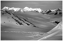 Aerial view of Harding icefield. Kenai Fjords National Park ( black and white)