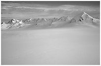 Aerial view of Harding icefield and Nunataks. Kenai Fjords National Park ( black and white)