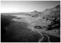 Aerial view of river. Kenai Fjords National Park ( black and white)