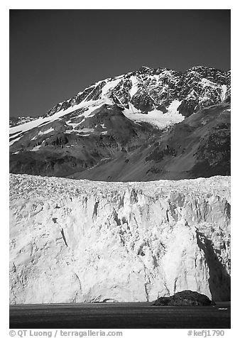 Aialik Glacier and mountains. Kenai Fjords National Park (black and white)