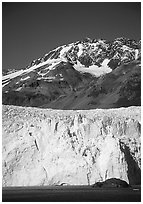 Aialik Glacier and mountains. Kenai Fjords National Park, Alaska, USA. (black and white)