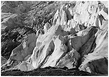 Chaotic forms on the front of Exit Glacier. Kenai Fjords National Park ( black and white)
