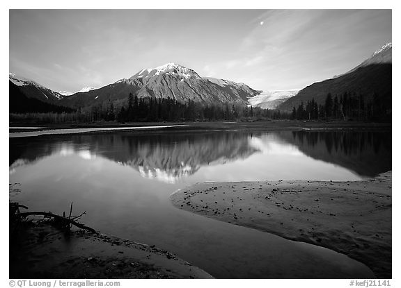 Resurrection River and Exit Glacier, early morning. Kenai Fjords  National Park (black and white)