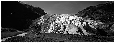 Terminus of Exit Glacier, 2000. Kenai Fjords National Park (Panoramic black and white)