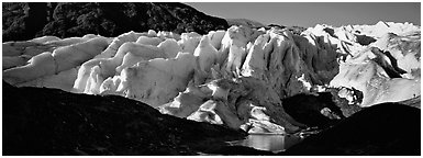 Glacier landscape. Kenai Fjords National Park (Panoramic black and white)
