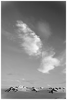 Clouds, Harding Icefield, and nunataks. Kenai Fjords National Park ( black and white)